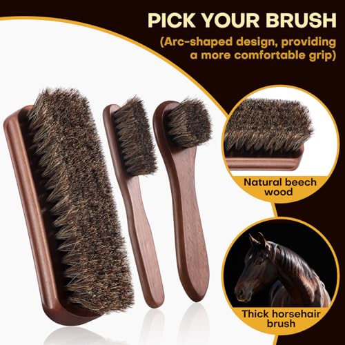 RAPSAKEMOH Shoe Polish Kit, Horsehair Brush Shoe Shine Kit For men - color: Dark Brown