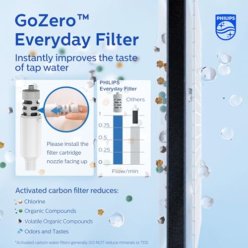 PHILIPS Filtered Water Bottle Stainless Steel Travel Keeps Cold 32oz Grey - color: Grey-Stainless, size: 32 Ounces