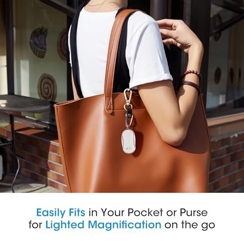 OttLite Pocket LED Magnifier with Carabiner Clip, White | 3.5x Pocket LED Magnifier | Automatic On/Off | Carabiner Clip Included - color: White