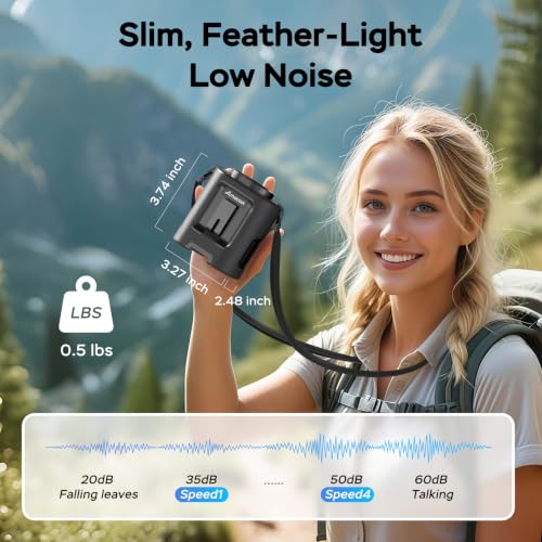 AMACOOL Mini Portable Waist Fan Clip on, 13000RPM Wearable Shirt Belt Fan - color: BLACK