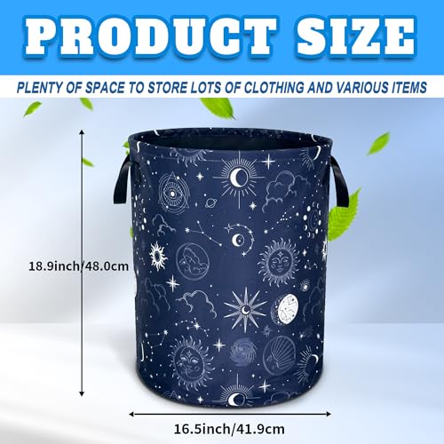 Night Sun Stars Moon Laundry Basket Foldable Oxford Cloth 18.9 x 16.5 Inch - color: Night Sun Stars Moon