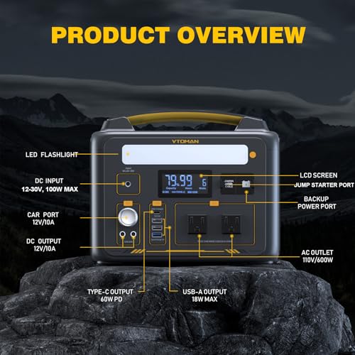 VTOMAN Jump600X 600W Portable Power Station with 640Wh Extra Battery Kit - style: Jump 600X+Extra Battery