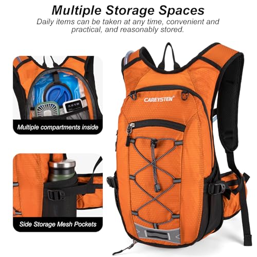 Carey STEN Hydration Backpack Hiking Pack Equipped 2L Water Bag - color: Orange