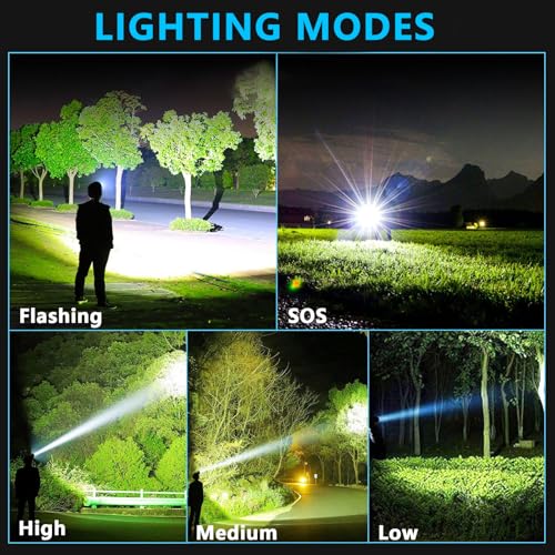 AMAKER LED Headlamp Rechargeable 99000 High Lux, Head Lamp with 12 Modes, IPX7 Waterproof USB Rechargeable Headlight, Zoomable Headlamp for Adults, 90° Adjustable for Camping Hunting