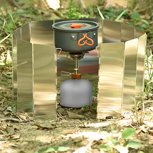 Camping Stove Windscreen 14 Plates Folding Outdoor Stove Windshield Camp Stove Wind Screen Aluminium Alloy Windshield for Butane Burner Grill Wind Blocker Shield - size: 14 Plates Windscreen