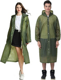 HLKZONE Raincoat, 2 Pack Rain Ponchos for Adults Travel Rain Jacket Packable Rain Coats for Women with Drawstring Hood - color: F-army Green