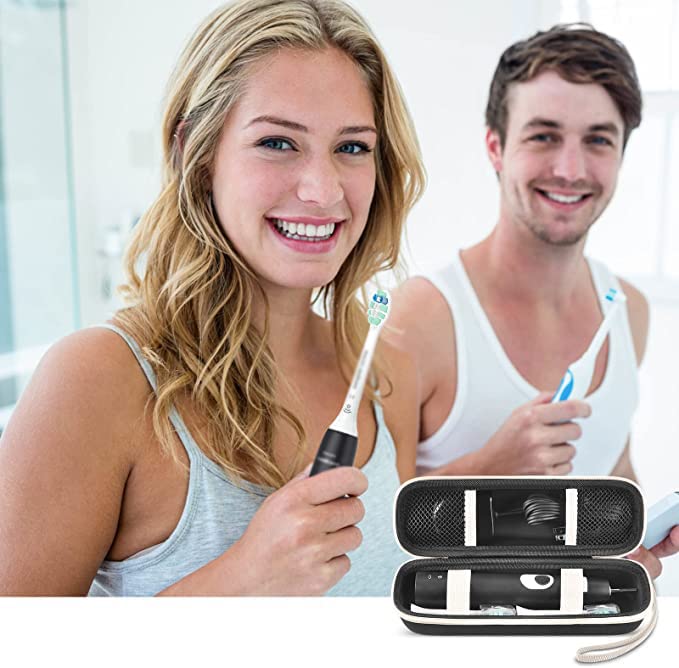 GWCASE Electric Toothbrush Travel Case for Oral-B, for Philips Sonicare - color: Black with white zipper