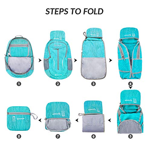 ZOMAKE 25L Ultra Lightweight Packable Backpack, Foldable Hiking Backpacks - color: Aqua Blue, size: 25L