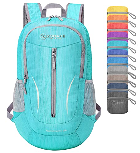 ZOMAKE 25L Ultra Lightweight Packable Backpack, Foldable Hiking Backpacks - color: Aqua Blue, size: 25L