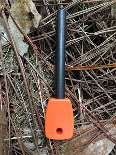 FOSTAR 3 PCS Tactical Ferro (Ferrocerium) Rods, Bushcraft Flint Fire Starter with Easy Grip Handle, 5/16 Inch Thick Waterproof Fire Steel Magnesium Camping Tool Kit - color: Orange