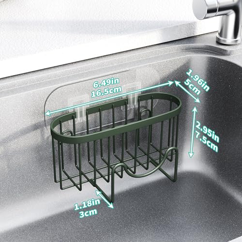 HapiRm Sponge Holder for Kitchen Sink - Sink Caddy with Unique M-Shaped, 2 Installation Methods Kitchen Organizer, Rustproof Stainless Steel Sponge Caddy - Green - color: Green, size: with M-shaped Holder