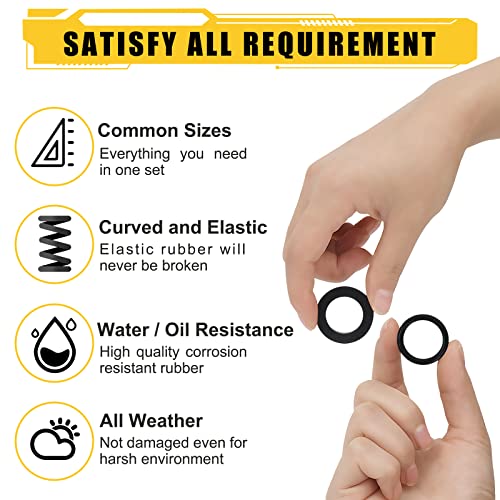 380PCS 24 Sizes Rubber & Silicone Hose Washers & O Ring Assortment Kit | Shower Hose / Head Washers with Screen Filter Faucet Pressure Washer, with 180°Full Pick & Hook Tool for Sealing Repair - size: 380PCS