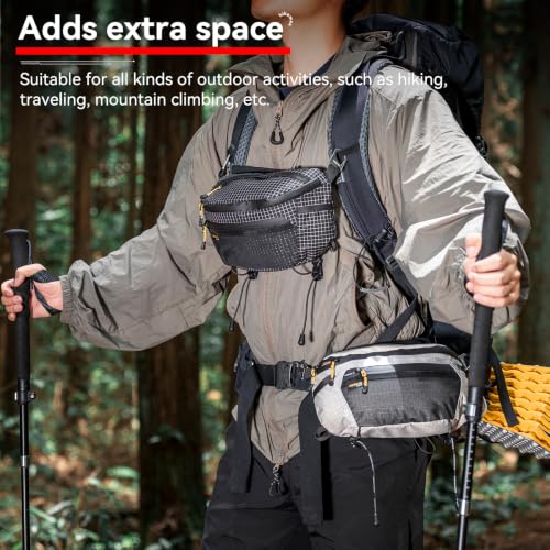 HIKEMAN Strap Pack Pouches for Backpack, Lightweight Phone Pocket, Large Capacity and Waterproof Fanny Pack Multi-functional Outdoor Bag for Hiking, Running, Travel, Cycling (Grey) - color: Grey