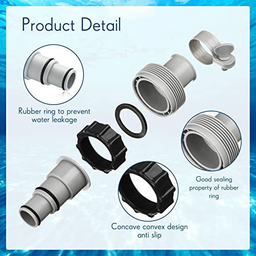 Upgrade 2 Pcs 1.5'' Diameter 59'' Length Swimming Pool Filter Hose with 4 Clamps 2 pcs 1.25 to 1.5 Type B Adapter 2 Replacement Hose Adapter W/collar for Pumps Above Ground Pools(White) - color: White