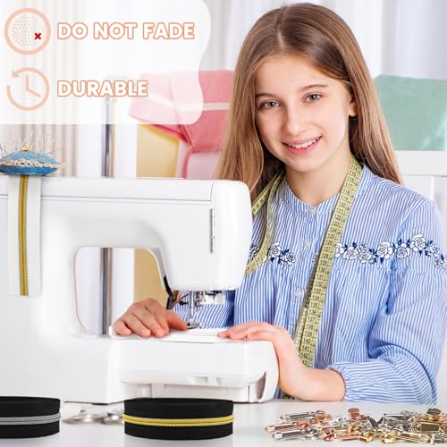 DOITEM 17.8 Yards Endless Zippers by The Meter Black White Zipper 6 mm Spiral + 32 Nonlock Zippers (Gold Silver Rose Gold) - color: #5 8 Multicolour