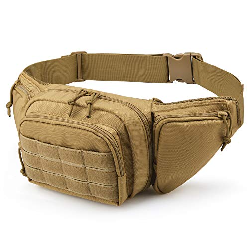 Tactical Fanny Pack Gun Holster for Men, Adjustable Waist Bag Zippered Pockets, Everyday Hip Pouch for Workout Travel Outdoor Running Hunting (Coyote Brown) - color: Coyote Brown