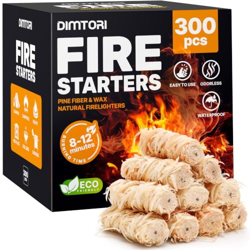 300 pcs Fire Starter - Natural Fire Starters for Campfires, Fire Pit, Pizza Oven, Fireplace, Smoker, BBQ, Pellet Stove & Wood - Fire Starters for Grill, Charcoal Starter - size: 300 pieces