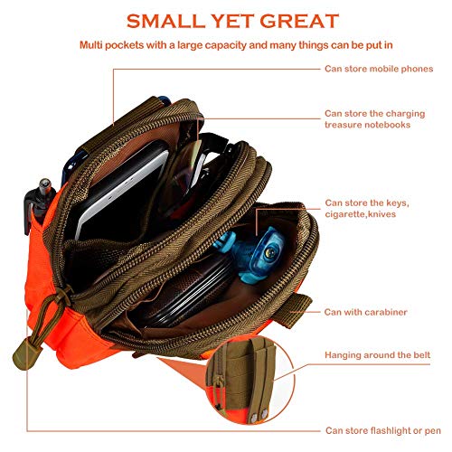 Utility Pouch Gadget Belt Waist Bag with Cell Phone Holder for Compact Carry Waist Pack - color: 2.Orange