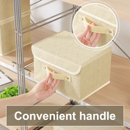 Storage Bins with Handles,Grey and Beige,10.2x7.9x6.7in,1 Pack - color: Beige/Gray, size: 10.2x7.9x6.7in(1-pack)