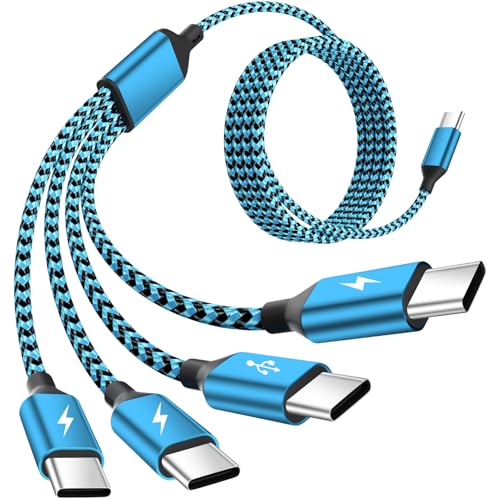Travel USB C 4 in 1 Charging Cords,Four Type C Ports Mulit Charging Cable - color: Blue