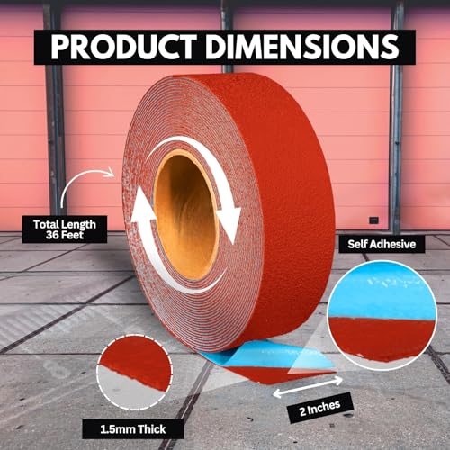 DuraMark RPT-750 Reflective Pavement Marking Tape, Red, 2 in x 36 ft Roll | Permanent rubber base bonds to asphalt and concrete; glass-bead reflectivity improves low-light visibility. - color: Red, size: 2 Inch x 36 Ft