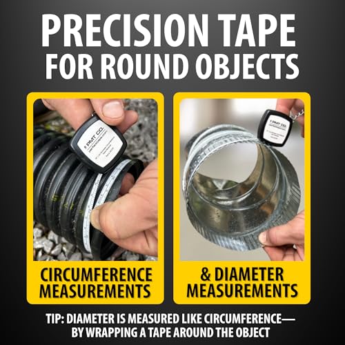 Perfect Tape Measure - Pocket Precision Circumference and Diameter Tape Measure and Layout Pocket Tool in Metric and Imperial - 1/4" Width x 6.6ft / 2m Length Blade