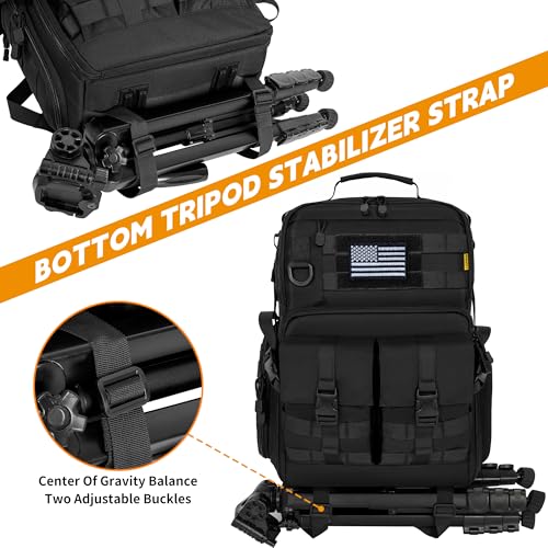 TORIBIO Camera Tactical Backpack Bag for DSLR/SLR/Mirrorless Photography - color: Black, size: Without Rain Cover