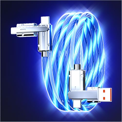 100W 4 in 1 LED Light Up Charging Cable,3.3FT Mecha Glow Fast Charging Cord USB A/C to C/Fruit Multi Charger Cable,for Phone17/16/15/14 Mac,Samsung S24 S23 S22(Blue) - color: Blue