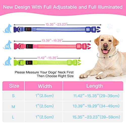 YFbrite Light up Dog Collar, USB Rechargeable LED Puppy Collar Super Bright Adjustable Glowing Dog Lights for Night Walking (Design 2- Pink, Large) - color: Version 2.0-- Pink, size: Large