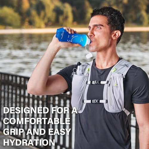 N NEVO RHINO Soft Flask 17oz/500ml, 2PCS TPU Running Water Bottle - color: 2*500ml-Blue