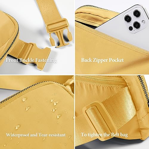 ODODOS Unisex Mini Belt Bag with Adjustable Strap Small Fanny Pack for Workout Running Traveling Hiking, Buff Yellow - color: Buff Yellow