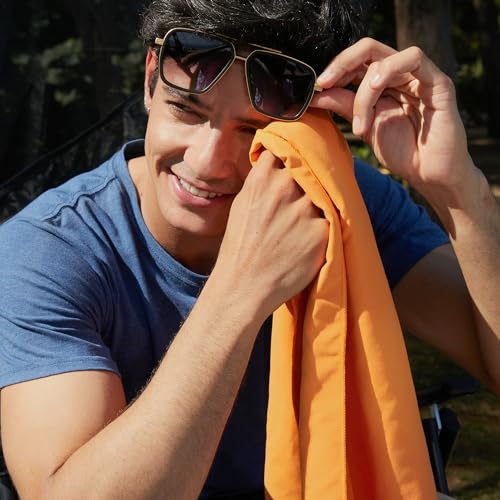Rainleaf Microfiber Towel Quick Dry Camping & Travel & Gym Towel. Compact - color: Orange, size: 32.00" x 16.00"