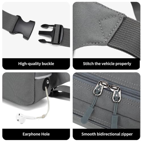 Mini Hiking Waist Bag, 3-Pocket 1.7L RFID Blocking Fanny Pack for Men Women - color: Grey