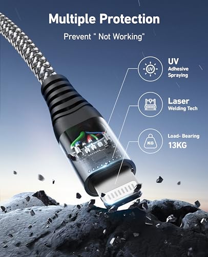 iPhone Charging Cable [Apple MFi Certified] USB Lightning Cable 6FT, 3 Pack | Nylon Braided Heavy Duty Fast iPhone Charger Cord for iPhone 14 13 12 11 X XS XR SE 8 7, iPad Pro, Air, mini, iPod, AirPods - color: Grey, size: 6FT, style: USB to Lightning