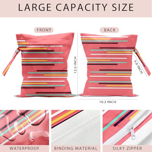 Wet Bag, 4Pcs Wet Dry Bag Set, Reusable Waterproof Bags with Bold Striped Patterns for Women, Practical for Pool Days & Daily Essentials Storage - color: Bold Striped Pattern Collection