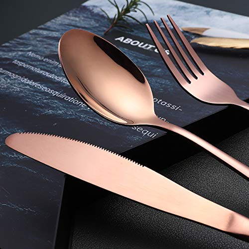 Portable Stainless Steel Flatware Set, Travel Camping Cutlery Set, Portable Utensil Travel Silverware Dinnerware Set with a Waterproof Case (Rose God) - color: Rose Gold