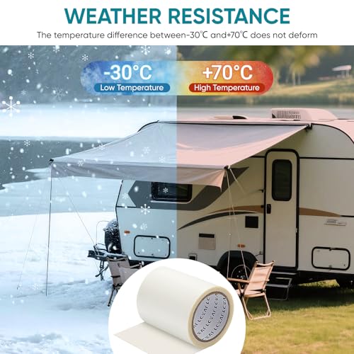 RV Awning Repair Tape, Tent Repair Patch, Tear Repair Kit for Tarps, Boat Cover Repair, Tents, Sailboats, Waterproof, Clear, 1 Roll 3 in. x 60 in.