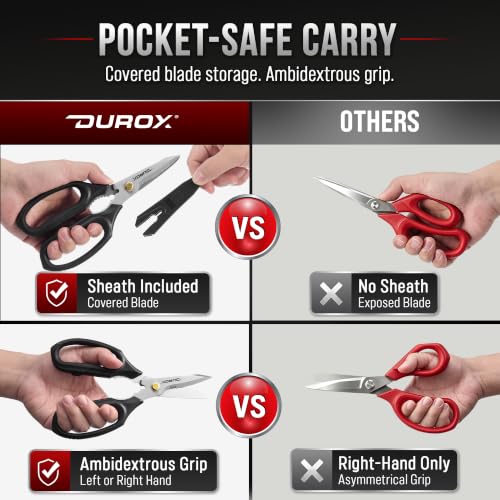 DUROX - Heavy Duty Scissors, Multipurpose Utility Scissors. Built to Cut Leather, Cardboard, Carpet, Plastic and Rope. All Purpose Heavy Duty Kitchen Scissors to Cut Meat, Poultry and Chicken Bones