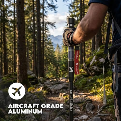 Tactical Walking Stick with Dual LED Light & Emergency Power Bank | Collapsible Tactical Hiking Pole with USB Fan, Solar Charging & Camping Tripod | Aircraft Grade Aluminum