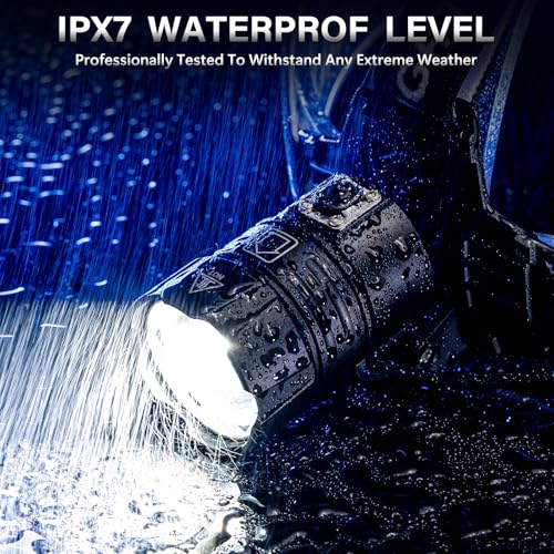 FINICO Rechargeable LED Headlamp 99000 High Lumens,95 Hours Long Lasting | Head Light with Zoomable & IPX7 Waterproof & 12 Modes & 125° Adjustable, Powerful Head Lamp for Outdoor, Camping, Hardhat - size: 1 Pack