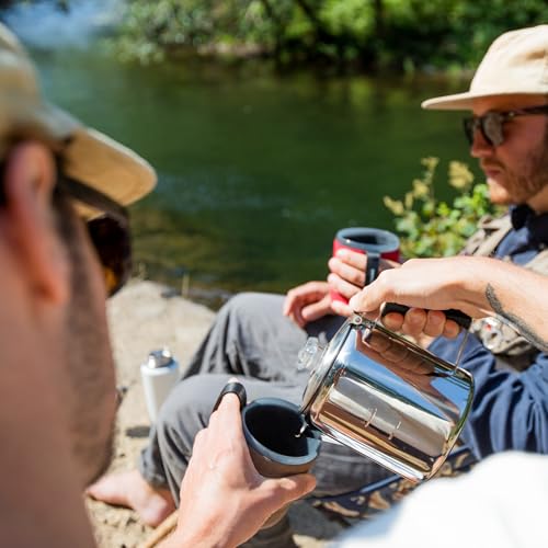 GSI Outdoors Percolator Coffee Pot I Glacier Stainless Steel with Silicone Handle for Camping, Backpacking, Travel, RV & Hunting - Stove Safe - size: 9 cup