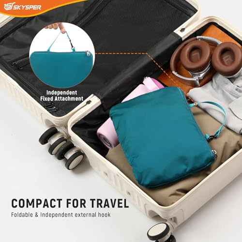 SKYSPER Small Packable Hiking Backpack 20L Anti-theift Travel Daypack | RFID Ultralight Foldable Walking Backpack with Water Bottle Holder, Nylon, Multi-compartment, Everyday Carry for Men Women - color: Cyan