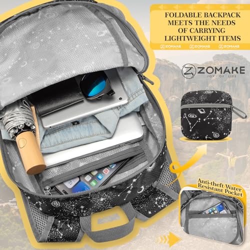 ZOMAKE Lightweight Packable Backpack, Foldable Small Travel Day Pack - color: Starry Pattern