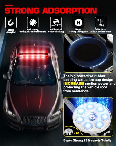 42" Rooftop 206 LED Emergency Traffic Security Light bar Strobe Beacon Lights Bar Magnetic Base Warning Flashing Light for Construction Vehicles Trucks Postal Mail Carrier Snow Plow, Red/White - color: #05 Red/ White