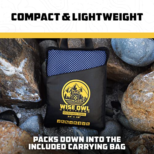 Wise Owl Outfitters Microfiber Camping Towel - Quick Dry Towel for Travel, Backpacking, Hiking, Beach, Gym & Yoga - Compact, Fast Drying & Lightweight - color: Grey, size: Large (24x48) + Washcloth (12x12)
