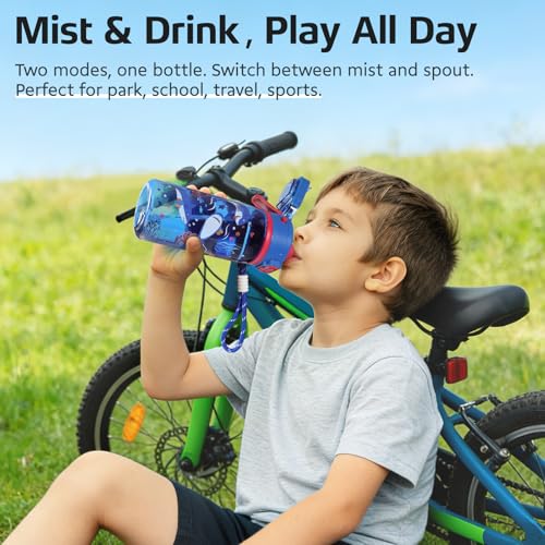 20 oz 2-In-2 Mist and Sip Water Bottle for Kids, Shark - color: Shark