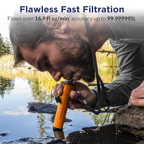 Membrane Solutions Personal Water Filter Straw S1 - color: Orange, style: 6 Pack