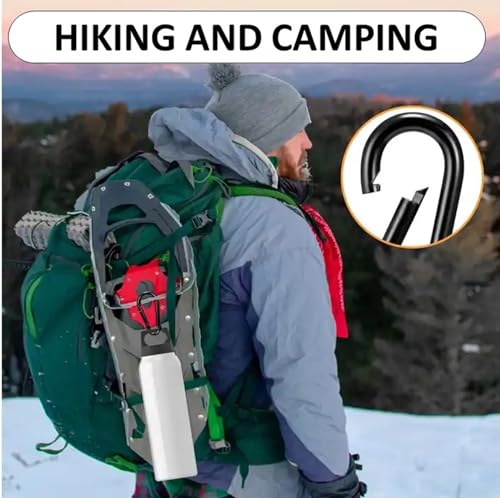 Black & Silver Zinc-Galvanized Heavy Duty Bushcraft Carabiner Spring Snap Clip Link Hooks 200-500lb Load 2, 6 & 12 Packs - color: 8cm (3.15in) Black 2 Pack