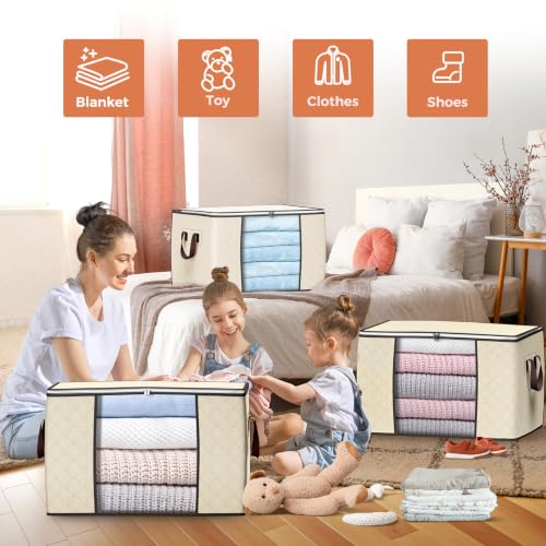 90L Large Storage Bags, 10 Pack Clothes Storage Bins Closet Organizers - color: Beige, size: 10 Pack-90L