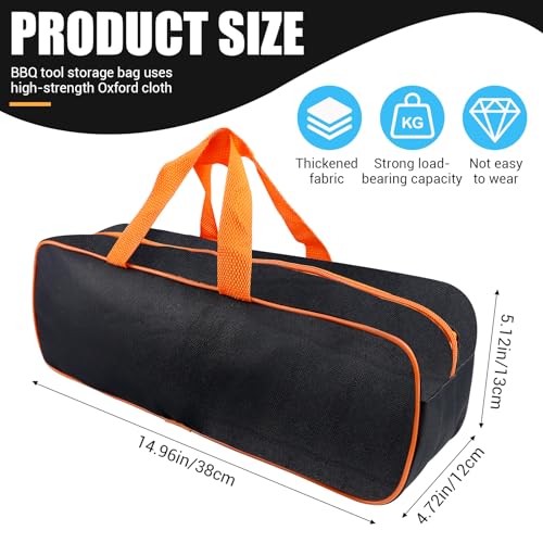 1 Pcs Grill Utensil Storage Bag 14.7x4.7x5.1 in | Orange Oxford Fabric Grilling Accessory Bag Portable Barbecue Tool Bag for Camping Hiking - color: Orange